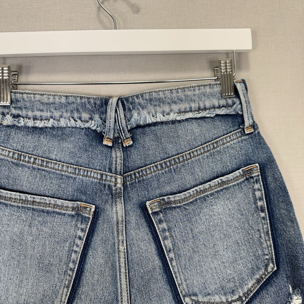 Good American Denim Jean Shorts Women 25 Blue Bombshell Shadow Pocket Button Fly - Picture 6 of 13
